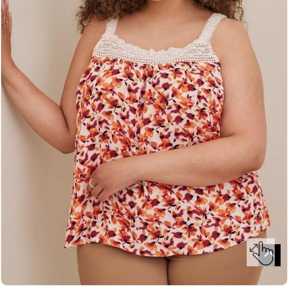 Torrid Gauze Crochet Detail Tank